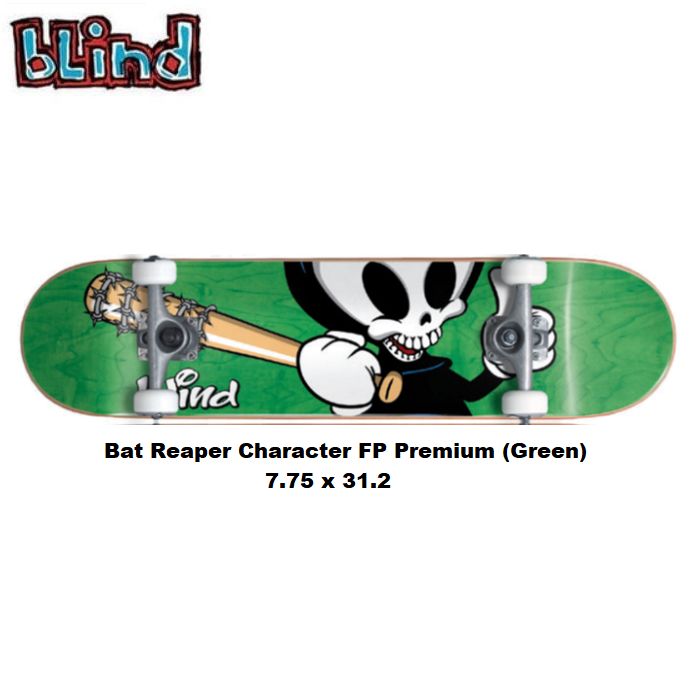 デッキテープ9インチ幅サービス スケボー BLIND COMPLETE ブラインド コンプリート Bat Reaper Character FP Premium (Green) コンプリート 7.75インチ