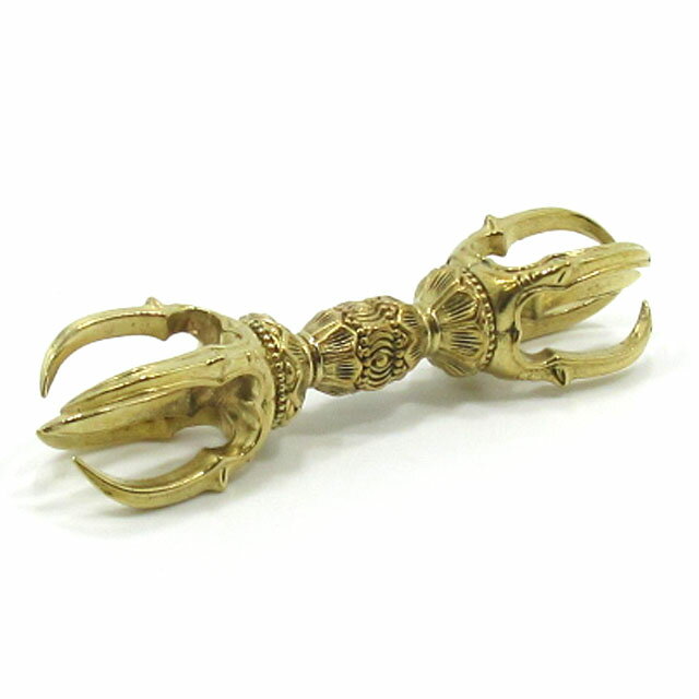 【バジュラ 金剛杵 五鈷杵】 真鍮製 約8.2cm 精緻彫り ドルジェ ヴァジュラ｜チベット密教 法具 仏具｜..