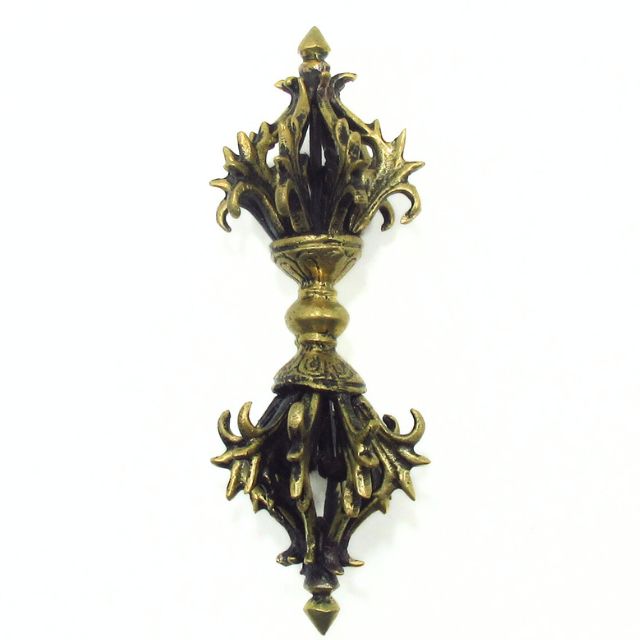 金剛杵 九鈷杵 ドルジェ バジュラ 長さ約16cm 真鍮 ヴァジュラ チベット 密教 法具 仏教 仏具 寺院 空..