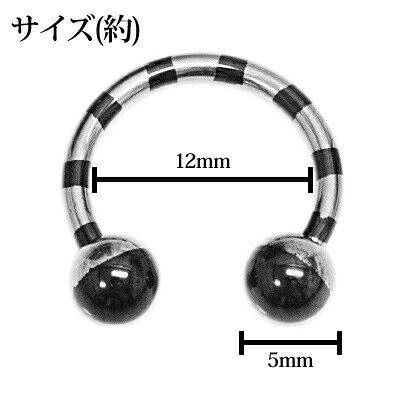 4agesのボディピアス 14G カラーチタンストライプサーキュラーバーベル / 14ゲージ 色付き ステンレス オービタル ロブ 軟骨ピアス ヘリックス PVD カラフル ストライプ スクランパー ボーダー 金属アレルギー対応 かわいい かっこいい｜アングル3