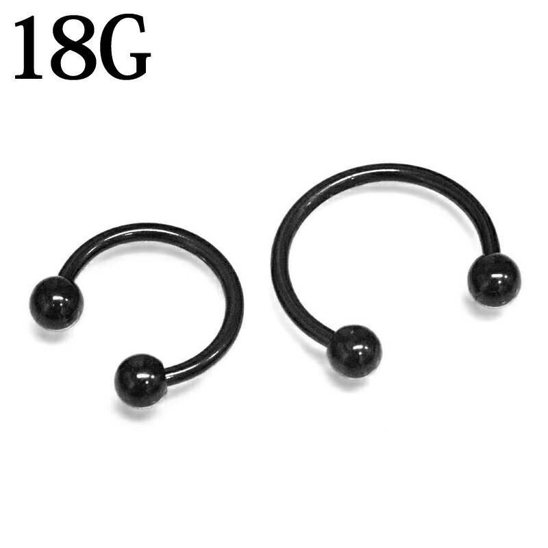 ボディピアス 18G ステンレス サーキュラーバーベル / 18ゲージ ブラック ロブ 軟骨ピアス トラガス ヘリックス セプタム スクランパー 口ピアス オービタル 黒 PVD かっこいい