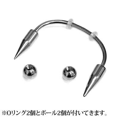 ボディピアス 16G 牙スクランパーB / 3mm×10mm 3mm×14mm 3mm×16mm 4mm×16mm サージカル ステンレス シルバー 16ゲージ 牙ピアス サーキュラー コーン バンパイア ヴァンパイア 口ピアス 吸血鬼 金属アレルギー対応 かっこいい