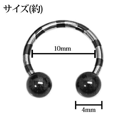 ボディピアス 16G ステンレス カラーチタンIPコーティングストライプ柄サーキュラ...