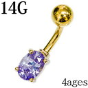 ボディピアス 14G ステンレス CZ付きへそピアス / ゴ