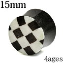 楽天4agesボディピアス 15mm チェックホーンプラグ / オーガニック 天然素材 15ミリ 角 自然素材 ラージ ホール ビッグ ホール 市松 柄 デザイン ダブルフレア かっこいい かわいい 金属アレルギー対応