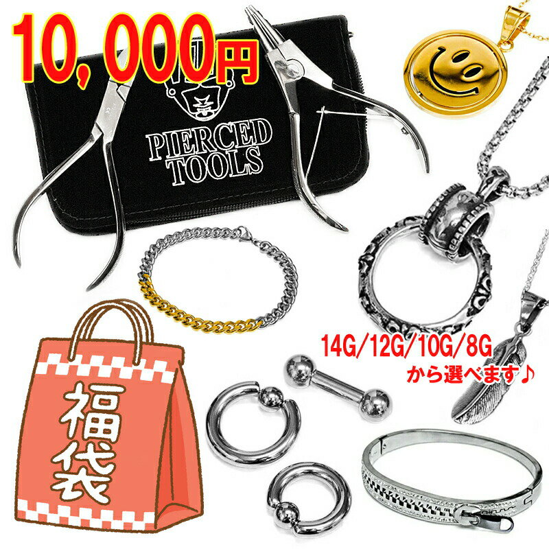 【宅配便発送】★福袋★☆代引不可☆ボディピアス 14G 12G 10G 8G お楽しみアクセサリー入り福袋 / 運試し ラッキー お得 たくさん 詰め合わせ かわいい かっこいい メンズ レディース プレゼント 4ages フォーエイジーズ ネックレス ブレスレット バングル 安い