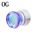 ボディピアス 0G パープルイリデセントガラスダブルフレアプラグ / 0ゲージ ラージホール 強化ガラス ダブルフレア はめ込み 玉虫色 かわいい 紫 金属アレ...