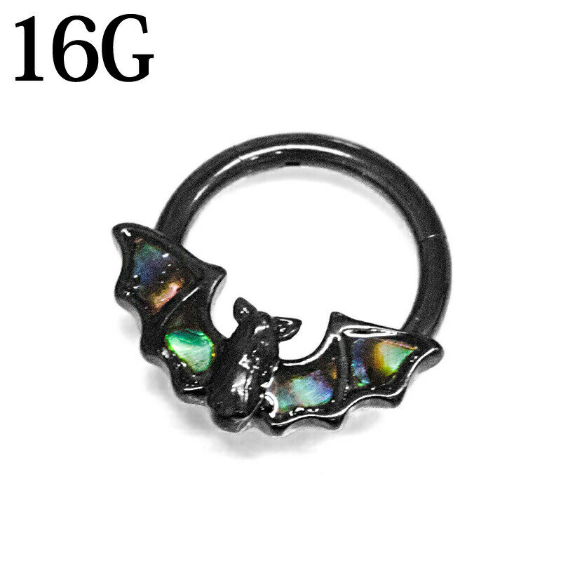 ボディピアス 16G コウモリワンタッチセグメントリング / ステンレス 蝙蝠 ボディーピアス 16ゲージ ブ..
