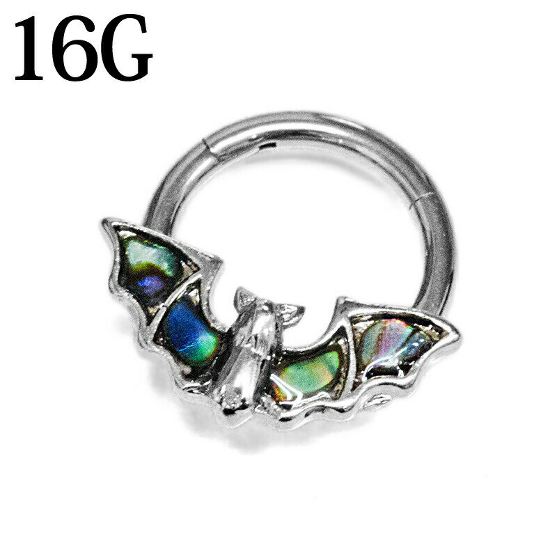 ボディピアス 16G コウモリワンタッチセグメントリング / ステンレス 蝙蝠 ボディーピアス 16ゲージ シ..