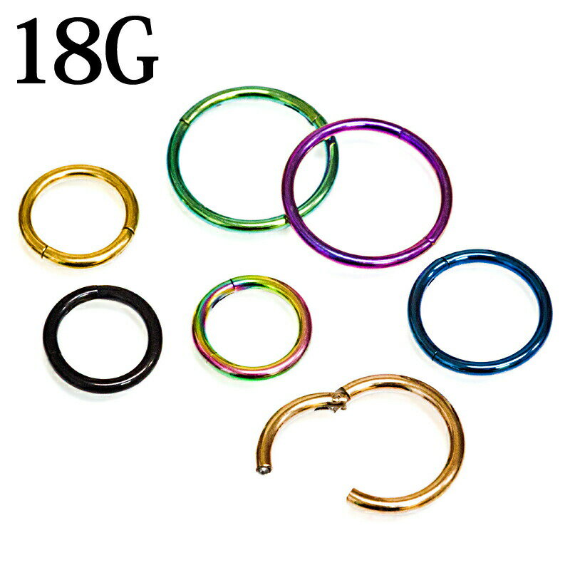 ボディピアス 18G ワンタッチ セグメントリング / ステンレス シンプル 軟骨ピアス ボディーピアス 18..
