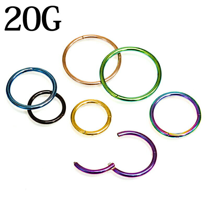 ボディピアス 20G ワンタッチ セグメントリング / ステンレス シンプル ボディーピアス 20ゲージ フー..