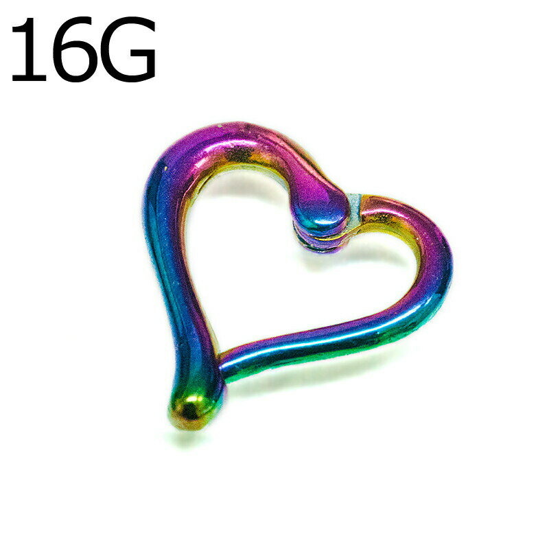 ボディピアス 16G ハートクリッカー / ステンレス シンプル デザイン 16ゲージ フープ ワンタッチ リン..