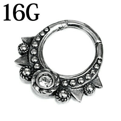 ボディピアス 16G デザインマルチワンタッチクリッカー / ステンレス シンプル デザイン 16ゲージ フー..