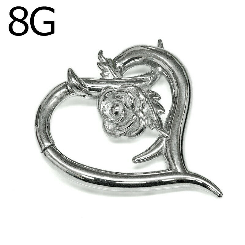ボディピアス 8G ステンレス ローズモチーフワンタッチマグネットクリッカー / 8ゲージ ステンレス セ..