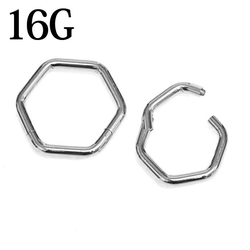 ボディピアス 16G ヘキサゴンデザインワンタッチセグメントリング / ステンレス シンプル 16ゲージ リ..