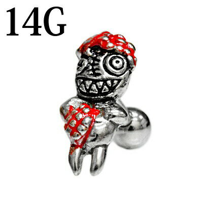 【宅配便送料無料】ボディピアス 14G ステンレス ドールバーベルD / 14ゲージ シルバー トラガス スト..