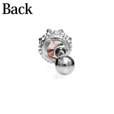 ボディピアス 16G ステンレス ヴィンテージスタイルCZ付きバーベル / 16ゲージ シルバー ロブ 軟骨ピアス ヘリックス ストレートバーベル クラウン 王冠 ジュエル ジェム ボディーピアス かわいい