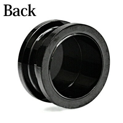 ボディピアス 16mm ステンレス イミテーションシェル付きトンネル / 16ミリ ブラック スクリュー ネジ 拡張 ハイゲージ ラージホール ロブ 貝 貝殻 ホール PVD かっこいい