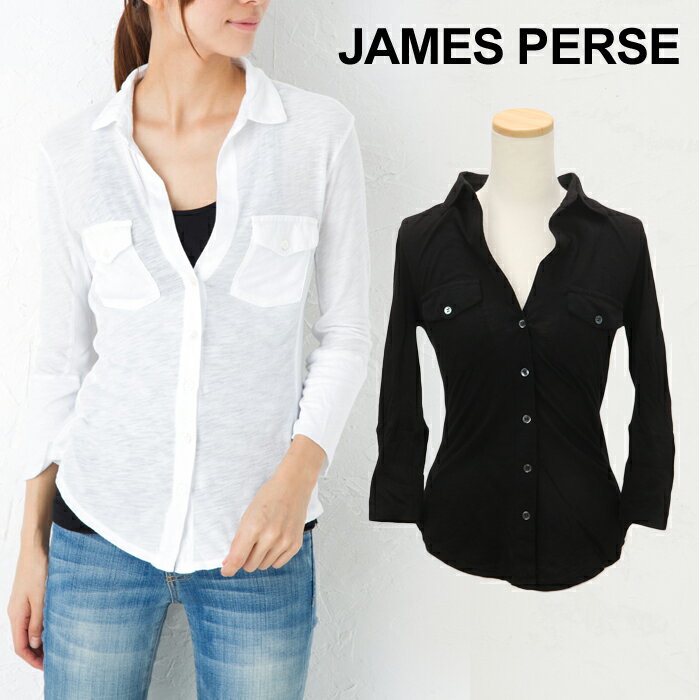 JAMES PERSE ジェームスパース Contrast Panel shirt コントラスト パネル シャツ WUA3042 【 SHEER SLUB SIDE PANEL SHIRT ジェームスパース レディース トップス 7分丈 シャツ