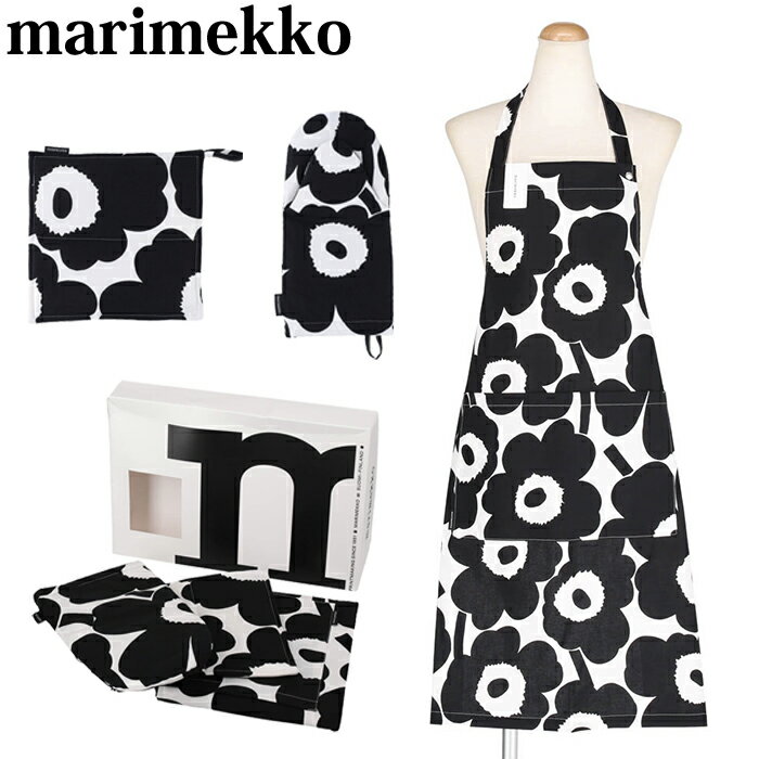 マリメッコ ウニッコ キッチン テキスタイルセット Marimekko Kitchen Textile set　Pieni Unikko3点セット エプロンミトン ポットホルダー ギフト プレゼント 母の日