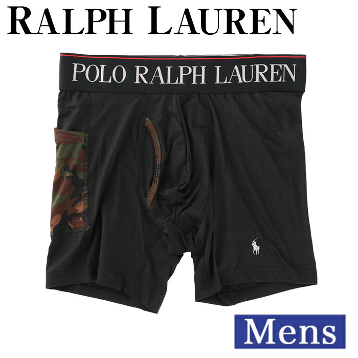 Polo Ralph Lauren ポロラルフローレン ボクサーパンツ メンズ POLO RALPH LAUREN 4D Flex Cooling Microfiber Pocket Boxer Brief 前開き パンツ 下着 黒 ブラック ブランド メール便