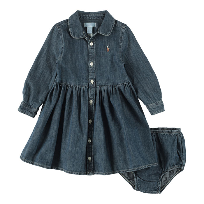 �ݥ����ե������ �٥ӡ� ���ԡ��� Polo Ralph Lauren SHIRRED DENIM SHIRTDRESS ���ե������ ���λ� �֤���� �л��ˤ� �٥ӡ��� ���� ������� �岼���å� ���åȥ��å� �᡼����