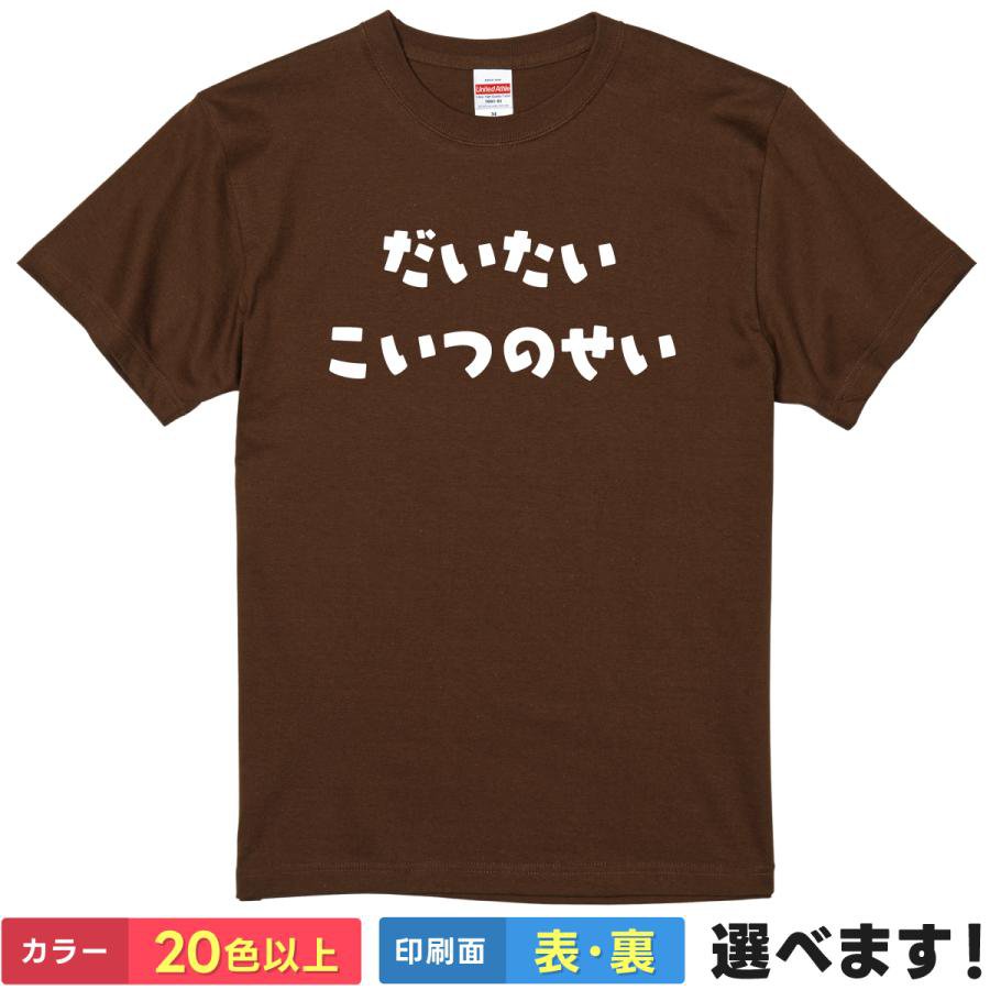 おもしろtシャツ メンズ レディース 半袖 【 だいたいこいつのせい 】 綿100% 文字 責任転嫁 責任逃れ 言い訳 ギャグ ユーモア 面白 ペア お揃い リンクコーデ 双子コーデ 友達 カップル 飲み会 イベント 部屋着 ルームウェア パジャマ プレゼント ギフト 多色 送料無料