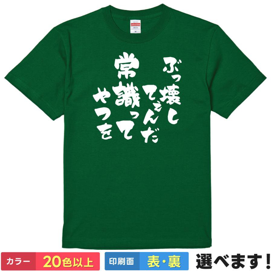 おもしろTシャツ 破天荒 レディース メンズ 【 ぶっ壊してんだ常識ってやつを 】 半袖 綿100% 筆文字 中二病 反抗期 ロック 名言 セリフ ギャグ パロディ 面白 飲み会 部屋着 ルームウェア 雑貨 グッズ プレゼント ギフト 贈り物 多色 選べる 送料無料 ティーシャツ 誕生日