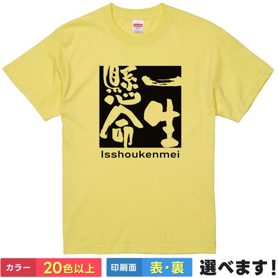 Rakuten - おもしろtシャツ メンズ レディース 半袖 Tシャツ 【 一生懸命 】 面白 ネタtシャツ 綿100% 筆文字 四字熟語 漢字 座右の銘 言葉 努力 根性 本気 全力 必死 受験 合格祈願 部活 スポーツ 応援 ボックスロゴ スクエアロゴ ストリート 雑貨 プレゼント ティーシャツ ギフト