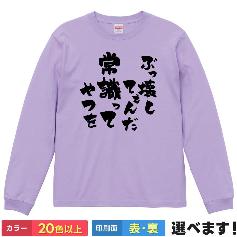 おもしろTシャツ メンズ レディース 【 ぶっ壊してんだ常識ってやつを 】 長袖 ロンT 綿100% 筆文字 中二病 反抗期 ロック 破天荒 名言 セリフ ギャグ パロディ 面白 飲み会 部屋着 ルームウェア 雑貨 グッズ プレゼント ギフト 贈り物 多色 選べる 送料無料 ティーシャツ