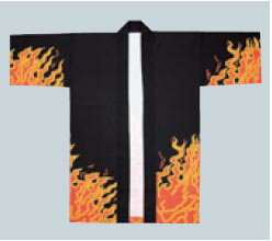 大人用 長法被(顔料染加工) 炎 黒・赤 [納得楽天価格 通販 オリジナル ハッピ 半纏 半天 はんてん 祭り 祭り衣装 お祭り用品 イベント 文化祭 学園祭]