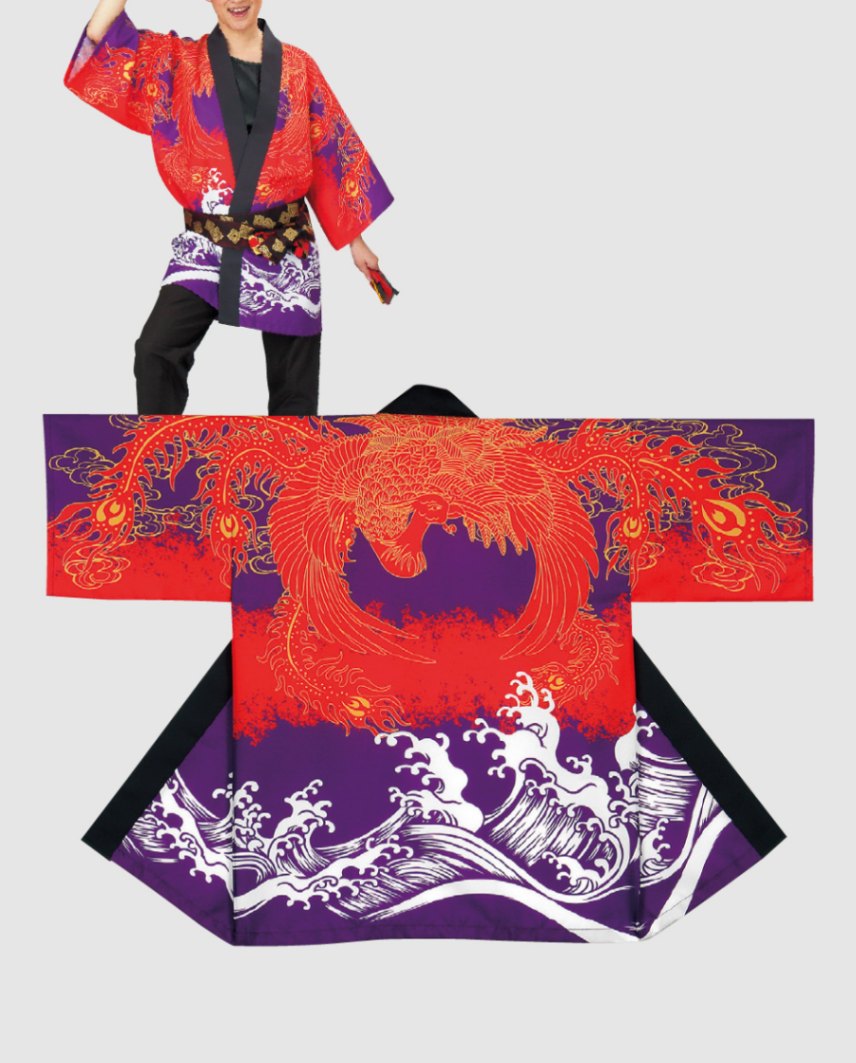 大人法被【お取り寄せ5営業日程度】鳳凰 [納得楽天価格 通販 オリジナル ハッピ 半纏 半天 はんてん 祭り 祭り衣装 お祭り用品 イベント 文化祭 学園祭]