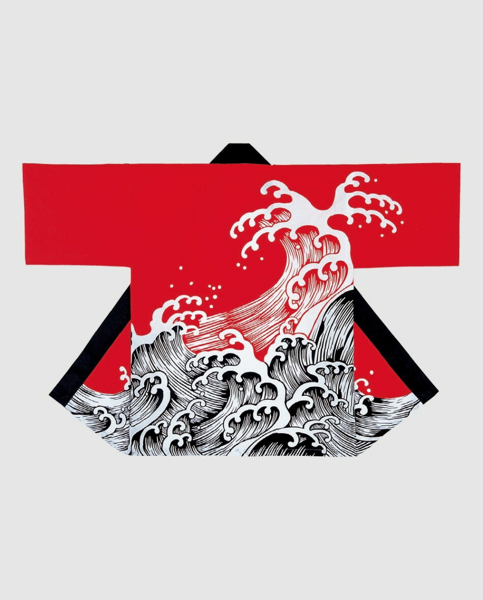 大人法被【お取り寄せ5営業日程度】大波　赤 [納得楽天価格 通販 オリジナル ハッピ 半纏 半天 はんてん 祭り 祭り衣装 お祭り用品 イベント 文化祭 学園祭]