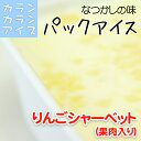 ※ギフト対応の諸注意について パックアイスの容量のおおよその目安として、 盛りつけ方にもよりますがカップアイス約8〜12個ほどになります。 コーンをお買い求めの場合は コチラ を、 盛りつけヘラをお買い求めの場合は コチラ をご覧ください。 ● お届け内容 カランカランアイス パック(600g) りんごシャーベット(果肉入) ● 配送方法 クール便(冷凍) ● 送料 1,300円 ※沖縄・離島は別途料金がかかります。 ● 同梱について 産地直送での発送の為、「同カテゴリ内で同じ配送方法の商品」のみ可能 ● 原材料 砂糖、ブドウ糖、ゼラチン、リンゴブレザーブ(シロップ漬)、塩、安定剤(増粘多糖類)、香料、甘味料(スクラロース)、酸味料、酸化防止剤(V.C)、乳酸Ca、着色料(黄4) ● 賞味期限 冷凍状態で約1年 ● 保存方法 冷凍で保存 ● 生産地 青森県弘前市 ※所在地は商品に別途記載 ● その他のご注意 ※冷凍庫から出した直後の状態は固いので、少し溶かして混ぜて柔らかくしてからお召し上がりください。 ※1パックあたり、カップアイス約8〜12個分です。 規定数： 8 商品関連: ババヘラ ババヘラアイス 菓子 デザート スイーツ アイスクリーム ジェラート シャーベット ソルベ 郷土 懐かし 昔ながら カランカラン アイスクリン 藤田アイスりんご アップル いちご ストロベリー バナナ ブルーハワイ しそ パック コーン カップ店舗関連: 青森 あおもり 青森産 青森県産 青森土産 お土産 おみやげ 土産 プレゼント ギフト 贈り物 贈答 特産 名物 名産 ご当地 お取り寄せ B級 グルメ 口コミ 厳選 新鮮 旬 産地直送 おすすめ 東北 復興 支援 フォーシーズン 四季 通販 アンテナショップ 楽天 使用例: お見舞い 快気祝い 内祝い 出産祝い 誕生日 結婚 お祝い お返し 花見 ゴールデンウィーク GW 母の日 父の日 お中元 七夕 夏休み お盆 敬老の日