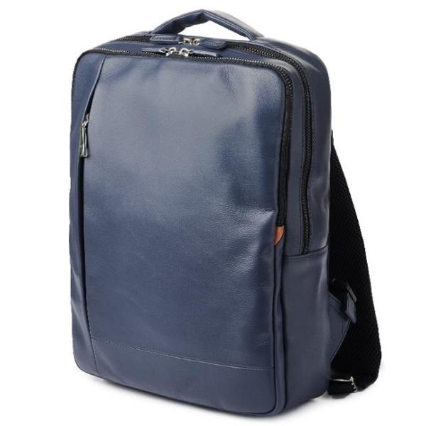 IS/IT ISIT イズイット定価3,3万本革 ビジネスリュック多収納デザインダークブルーご注文頂いた即日発送翌日お届け