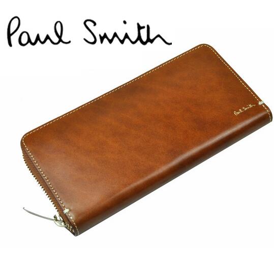 ポールスミス Paul smith牛革 長財布ラウンドファスナー仕様多収納デザイン ブラウンご注文頂いた即日発送翌日お届け