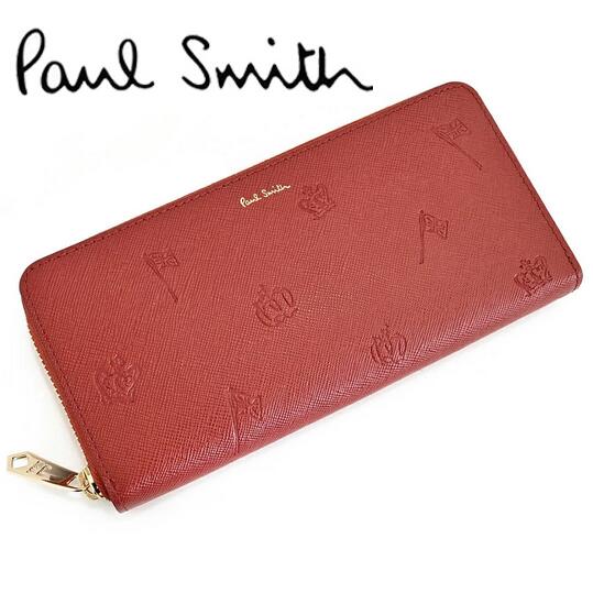 ポールスミス Paul smith牛革 長財布ラウンドファスナー仕様多収納デザイン レッドご注文頂いた即日発送翌日お届け