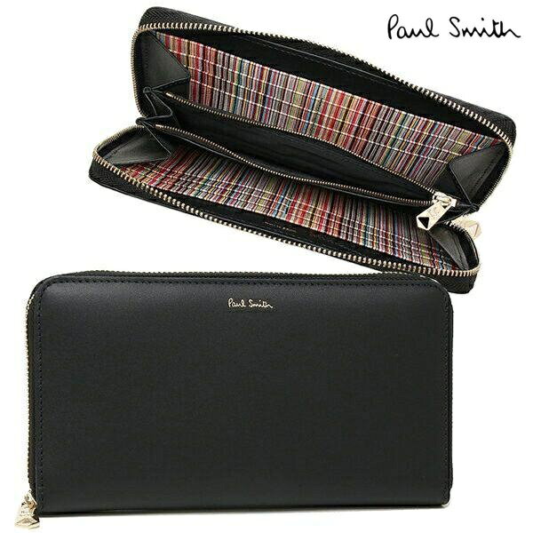 伊製 定価5,5万ポールスミス Paul smith牛革 羊革 長財布小銭入れ カードケース多収納デザイン ブラックご注文頂いた即日発送翌日お届け