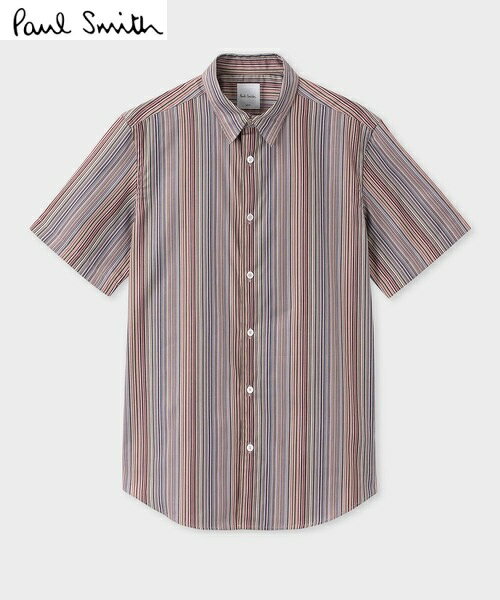 日本製 定価2,4万Paul smithポールスミス半袖 シャツマルチストライプLサイズご注文頂いた即日発送翌日お届け