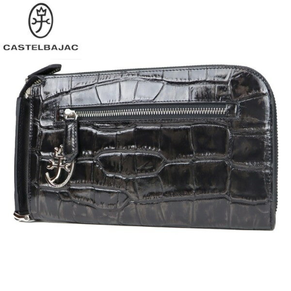 CastelBajac - CASTELBAJACカステルバジャック牛革 クラッチバッグセカンドバッグクロコ型押し ブラックご注文頂いた即日発送翌日お届け