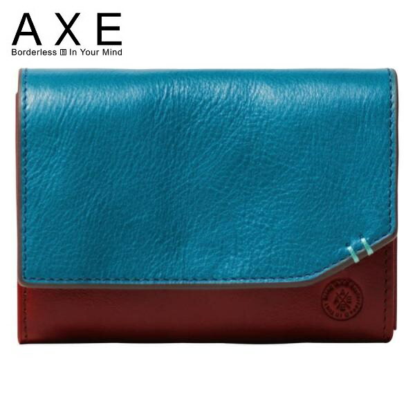 定価1,5万 AXE アックス牛革 財布コンパクト財布多収納デザインブルーご注文頂いた即日発送翌日お届け【楽ギフ_包装選択】【あす楽対応】