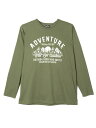 大きいサイズ メンズ カジュアルインナー カット長袖クルーネック プリントロングTシャツ（アウトドア） カーキー 6L 3L 4L 5L ポリエステル 綿 大きいサイズ のお店 フォーエル【カジュアル】プチプラ長袖 Tシャツ プリントTシャツ ロンT