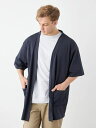 メンズカジュアルインナー カット半袖カーディガ TSC 軽量ハイメッシュトッパーカーディガン ネイビー 6L 3L 4L 5L ポリエステル 夏(4)