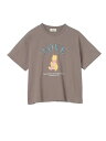 レディースニット・カットソー カット半袖Tシャツ Disney 天竺半袖ワイドTシャツB ブラウン系 3L 4L 5L ポリエステル 綿 夏