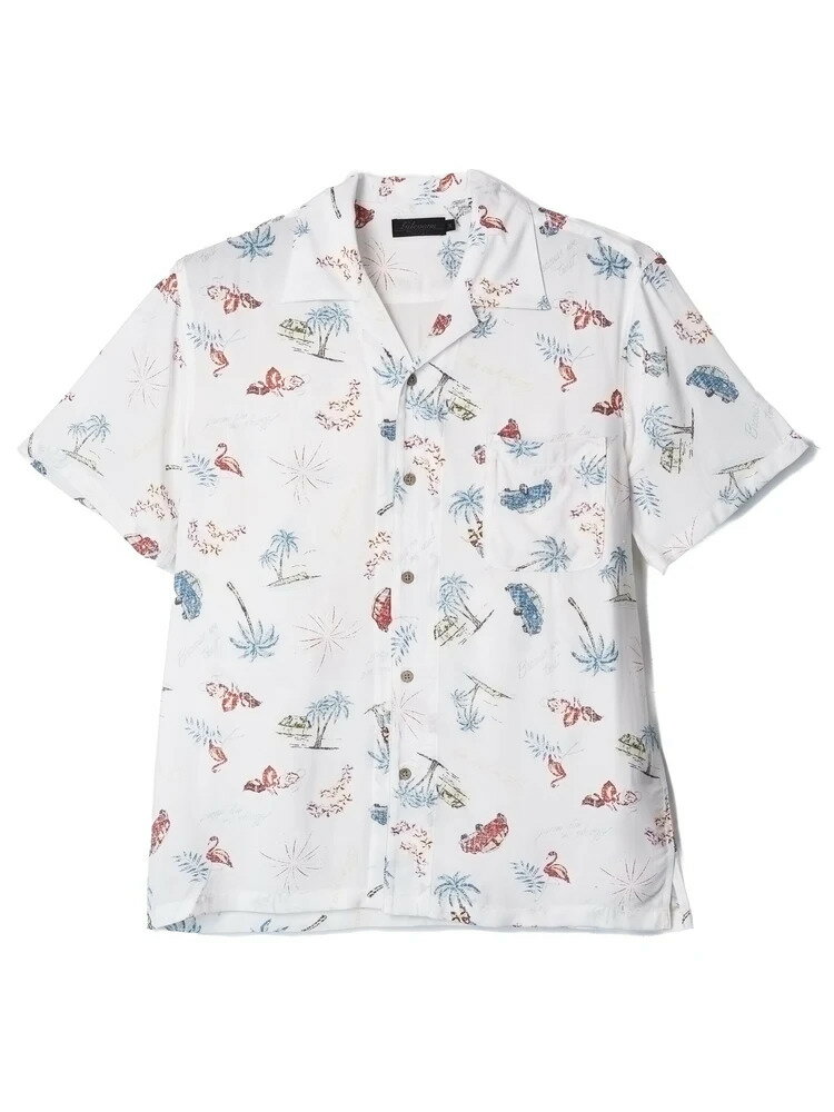 大きいサイズ メンズカジュアルインナー シャツ半袖ワンナップ レーヨンアロハシャツ ホワイト 3L 4L 5..