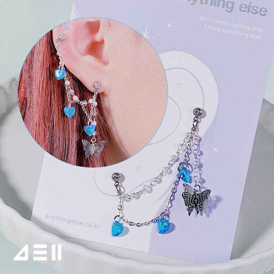 Rakuten - BLUE Na-bi 蝶 チェーン ボディピアス キャッチ ピアッシング 軟骨ピアス 16G