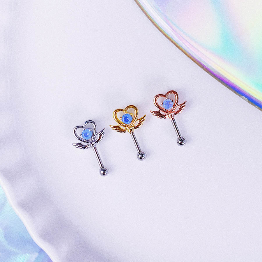 Angel in the Sky ハートマジック棒 ボディピアス キャッチ ピアッシング 軟骨ピアス 16G 片耳用