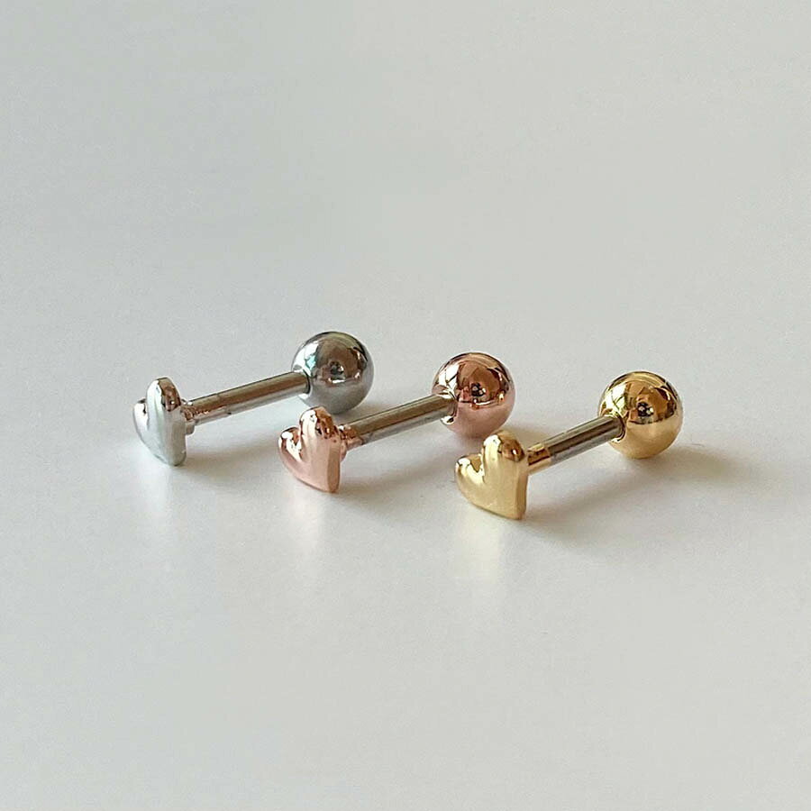 プチハート ボディピアス キャッチ ピアッシング 軟骨ピアス 16G サージカル 女性 ...