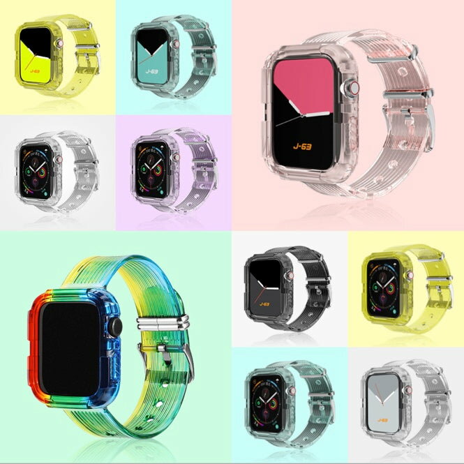 レインボー シリコン 透明 Apple Watch バンド