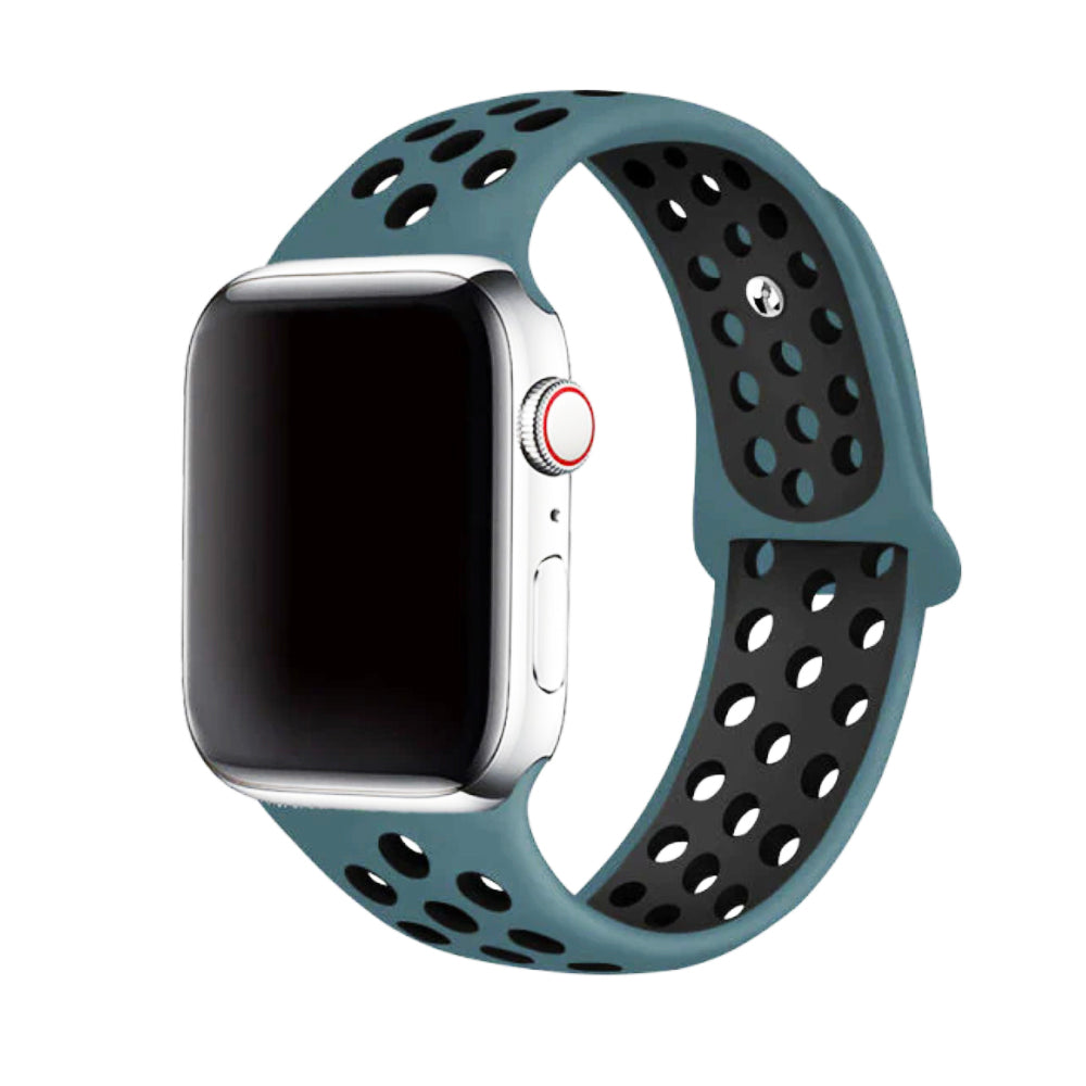 Apple Watch 穴 スポーツバンド(シアン＆ブラック)